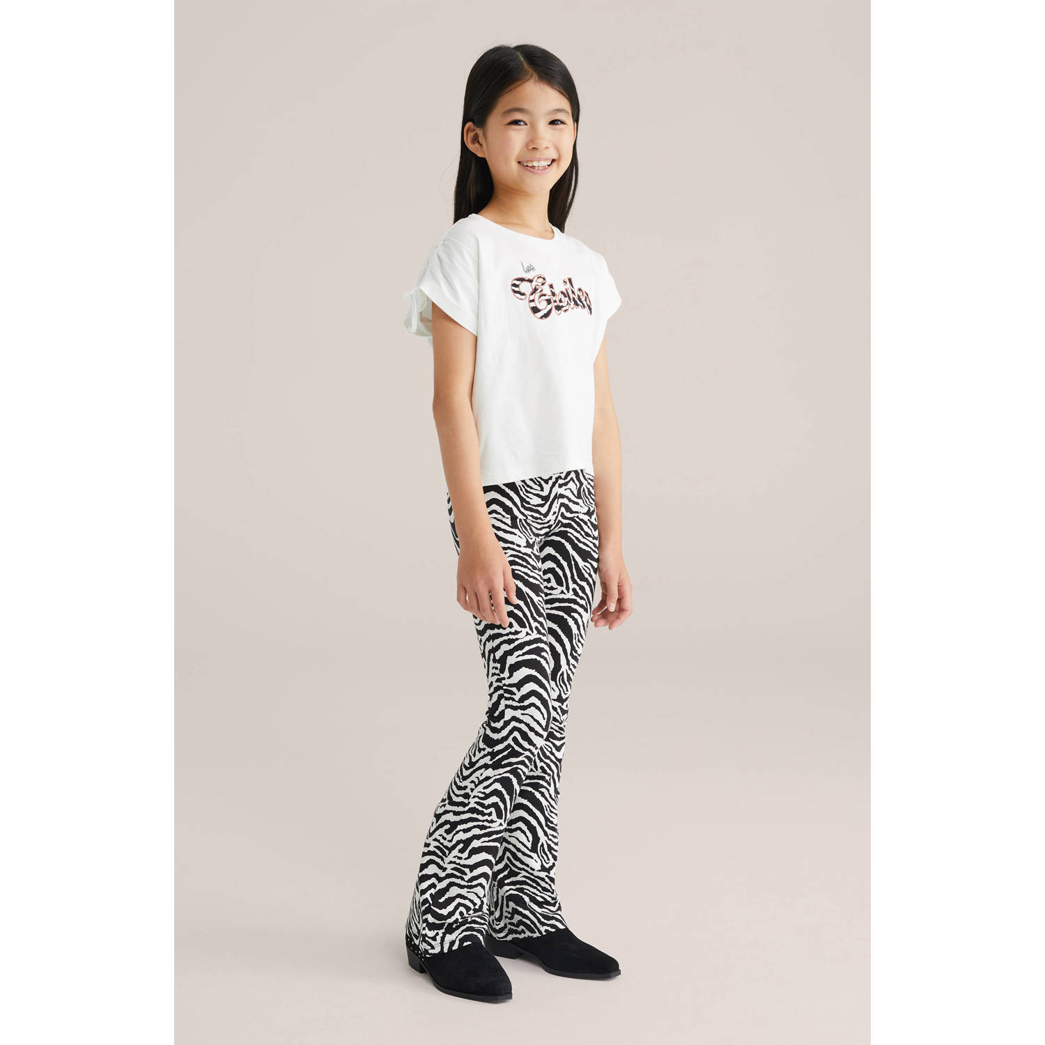 WE Fashion flared broek zwart