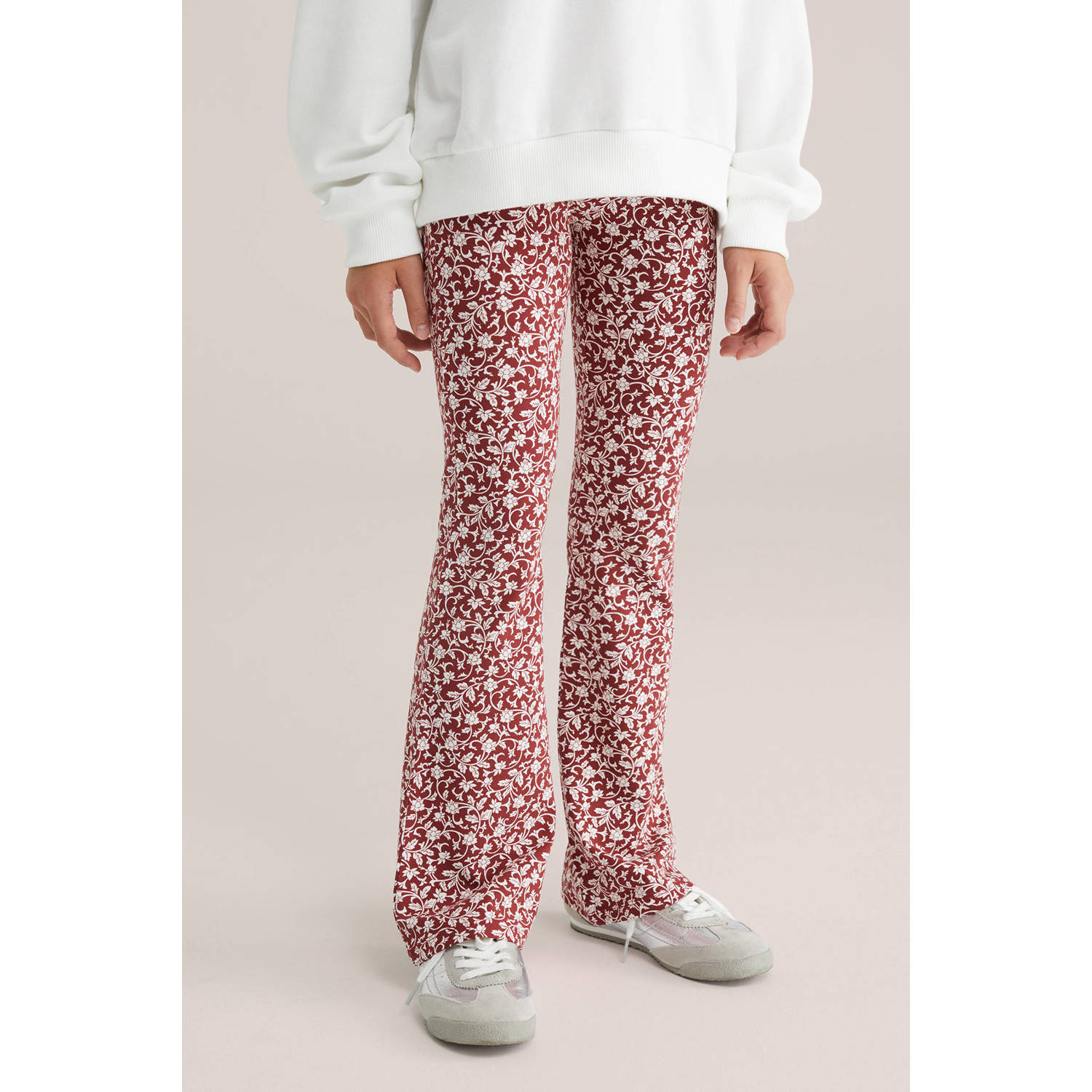 WE Fashion flared broek donkerrood