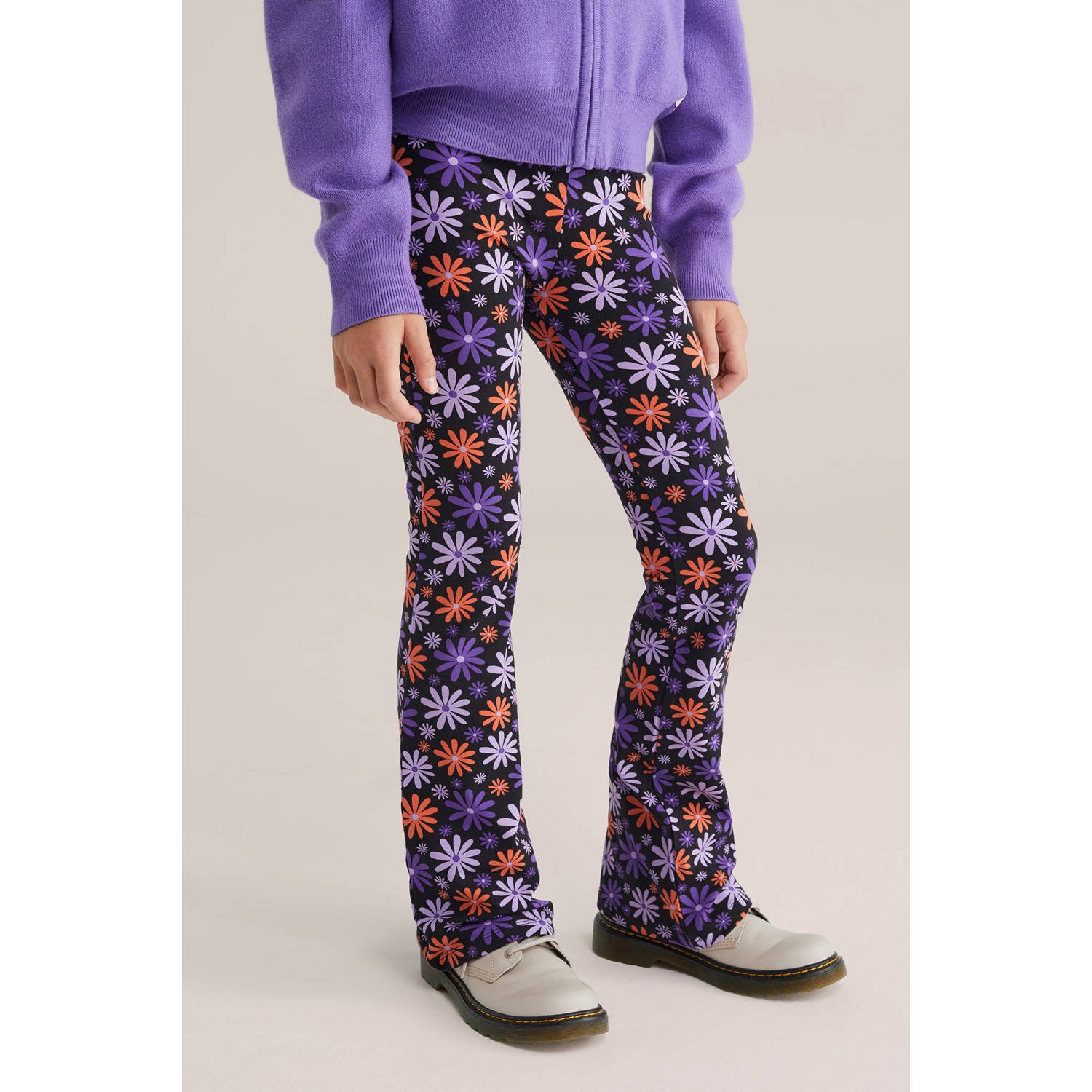 WE Fashion flared broek donkerblauw