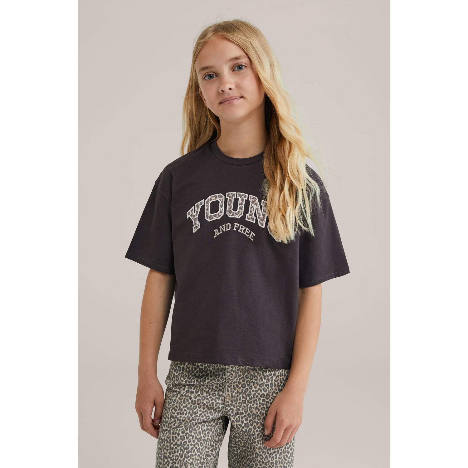 WE Fashion T-shirt zwart panter