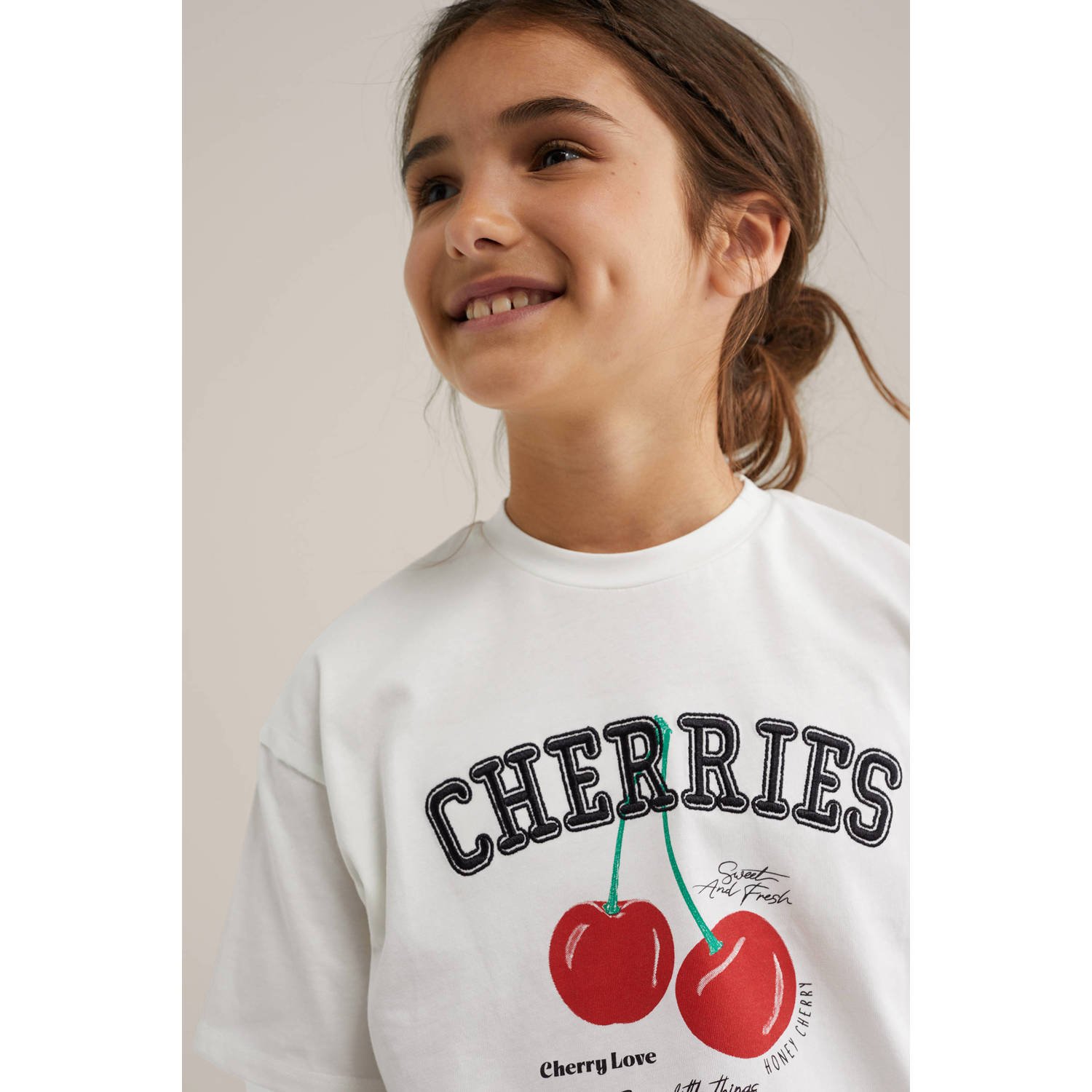 WE Fashion T-shirt wit rood zwart