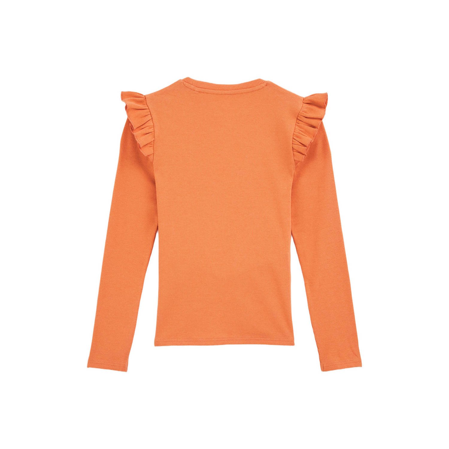 WE Fashion longsleeve oranje rib gebreid