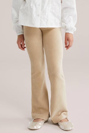 fluwelen flared flared broek zand