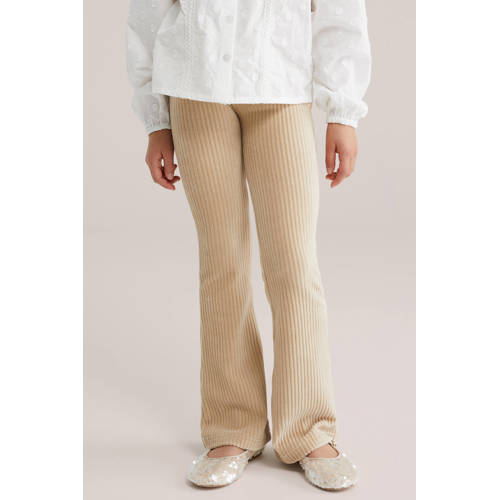 WE Fashion corduroy flared flared broek zand afbeelding