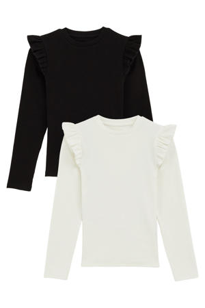 longsleeve - zwart/wit (set van 2)
