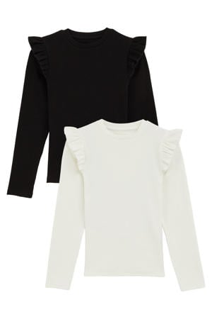 longsleeve - zwart/wit (set van 2)