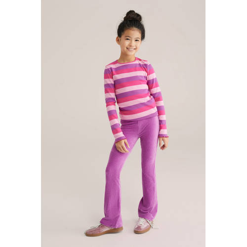 WE Fashion longsleeve roze rib gebreid afbeelding