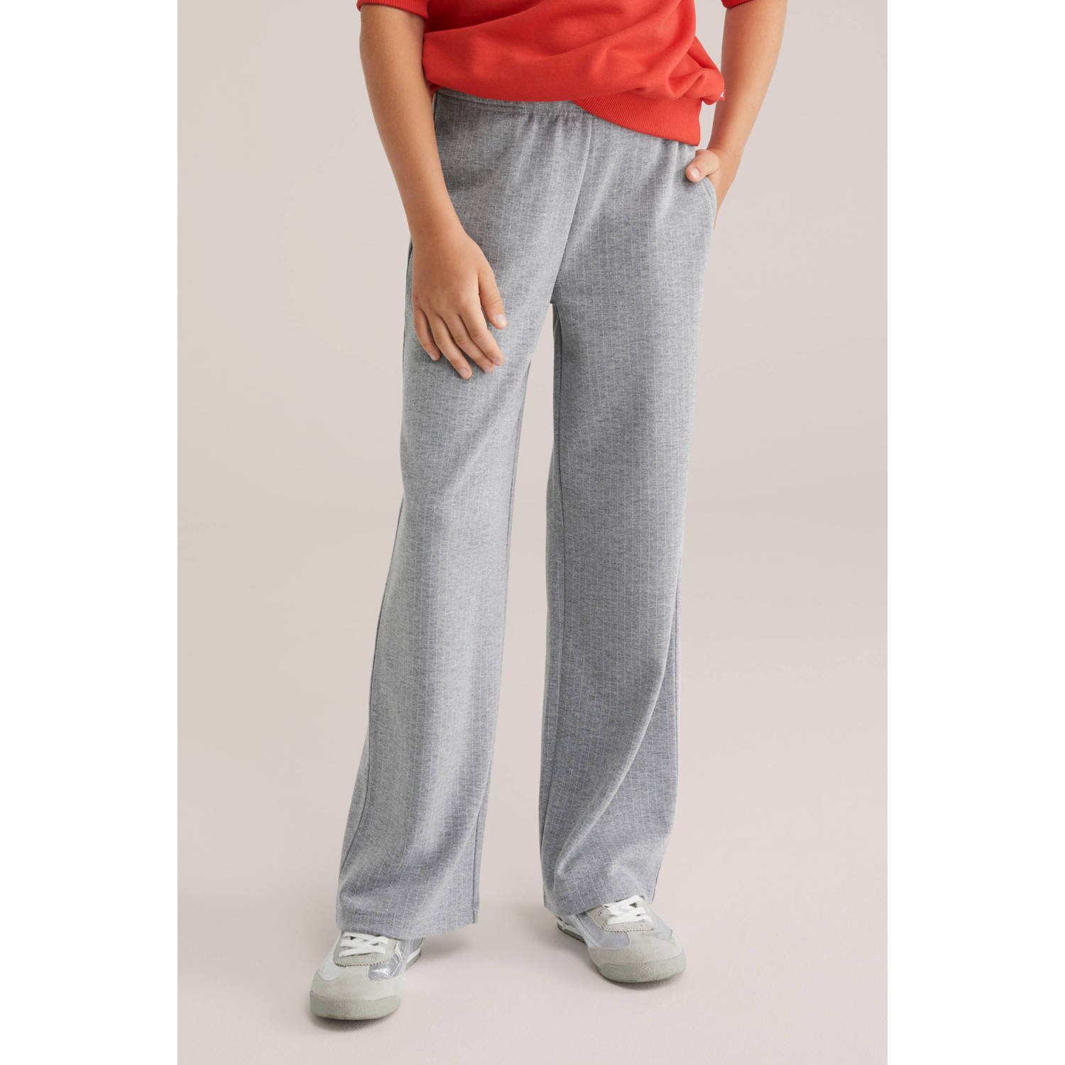 WE Fashion straight pantalon lichtgrijs