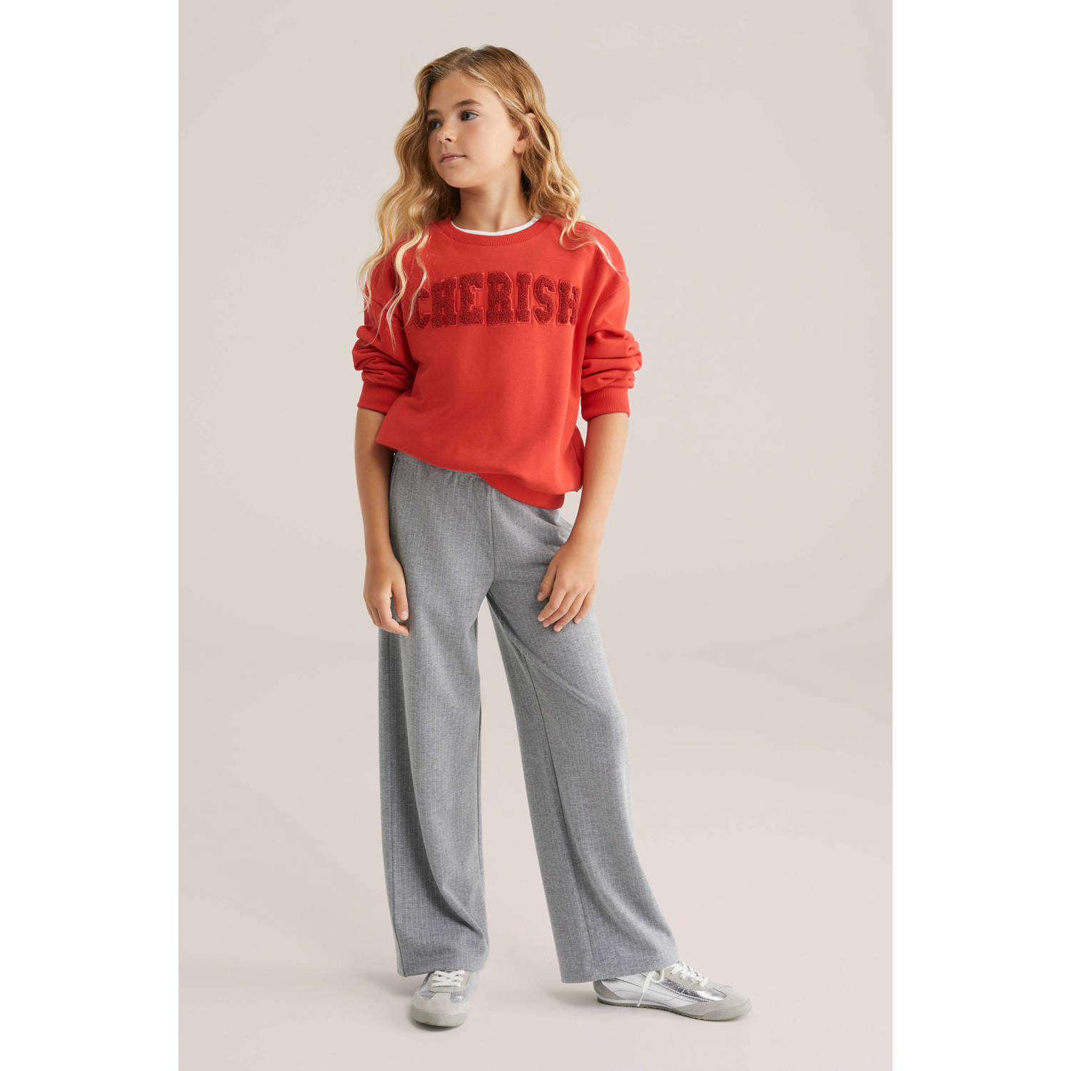 WE Fashion straight pantalon lichtgrijs