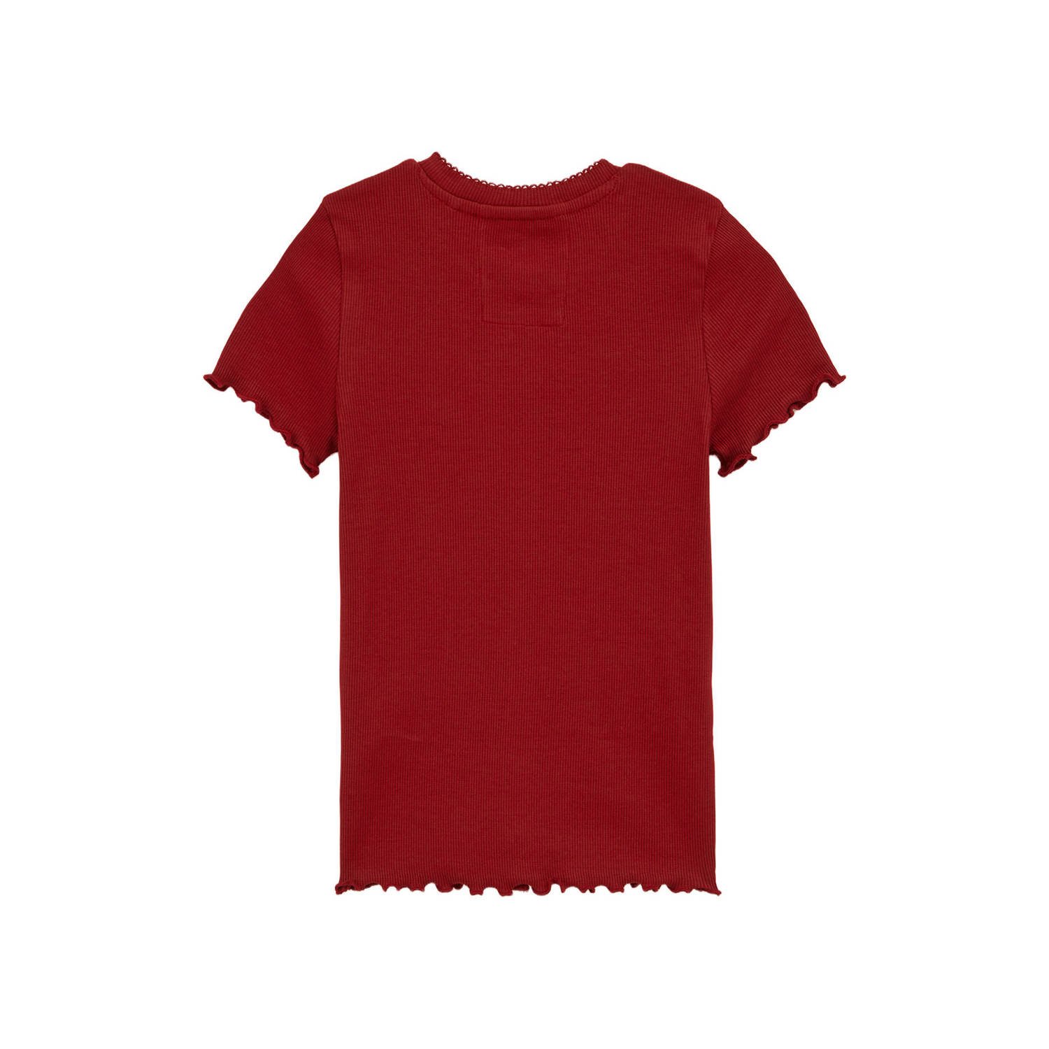 WE Fashion T-shirt donkerrood rib gebreid