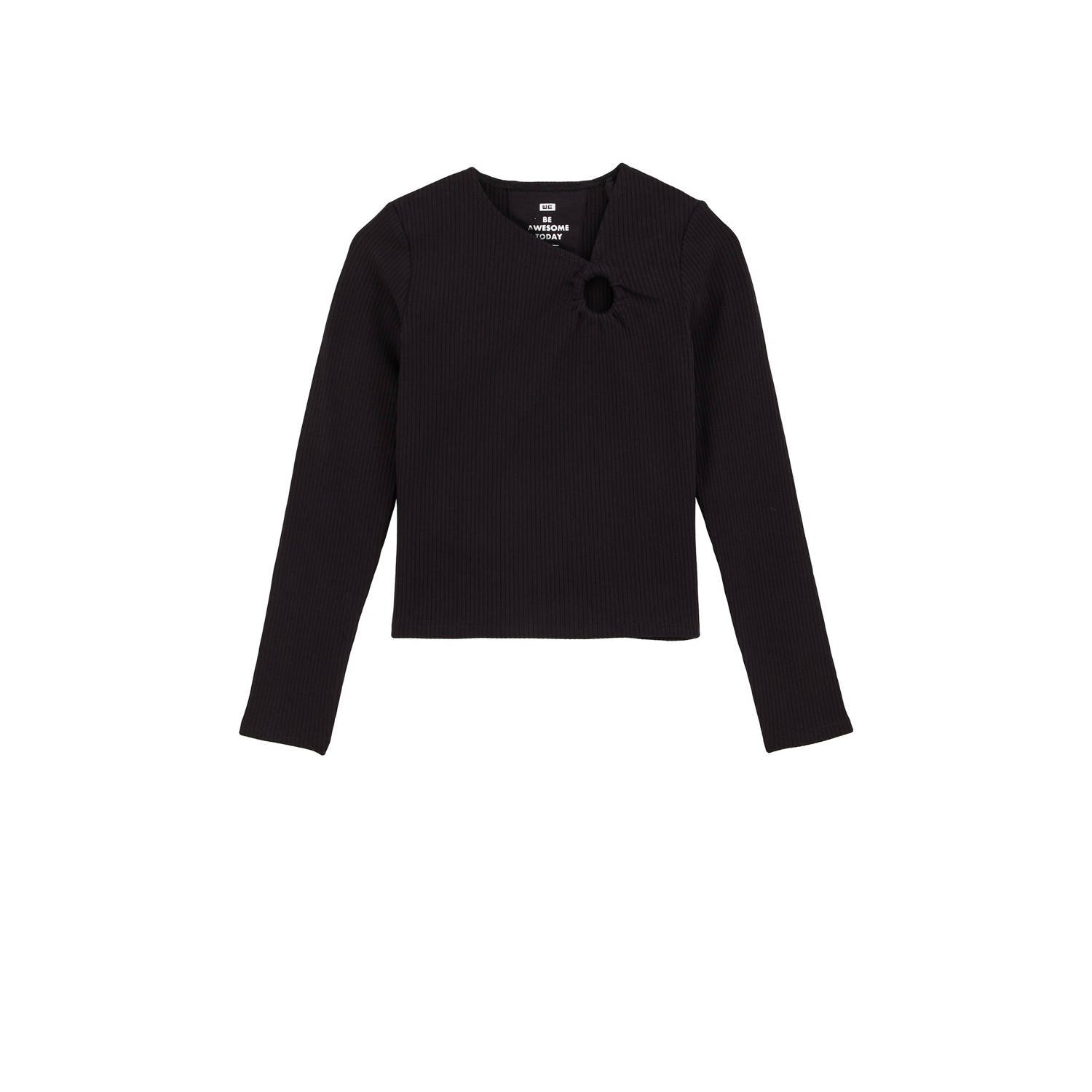 WE Fashion longsleeve zwart rib gebreid