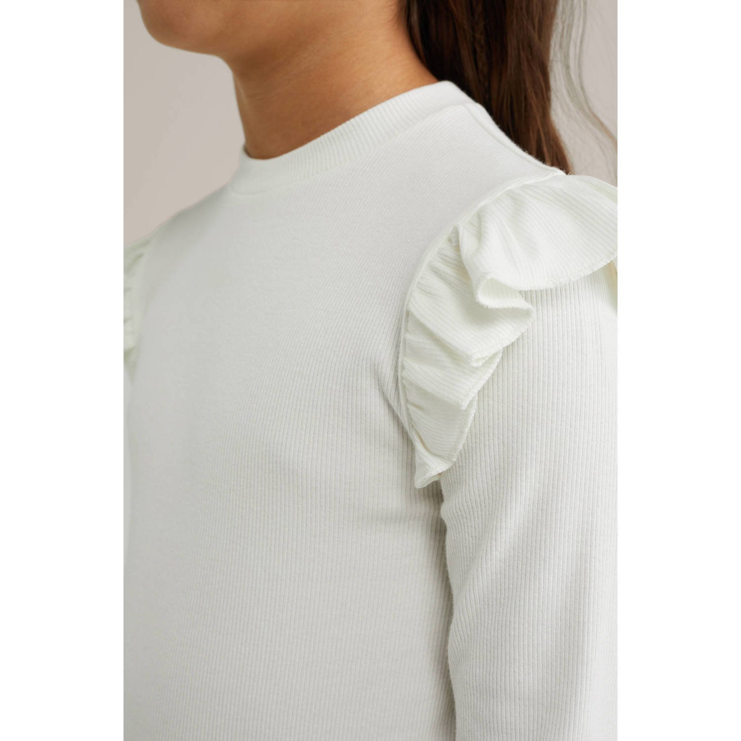 WE Fashion longsleeve rib gebreid wit