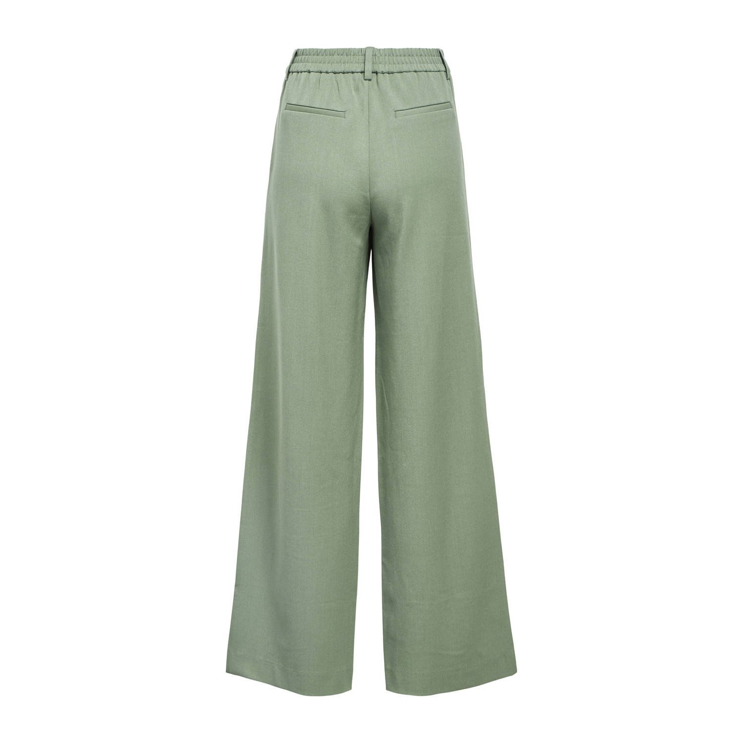 OBJECT wide leg regular waist pantalon lichtgroen