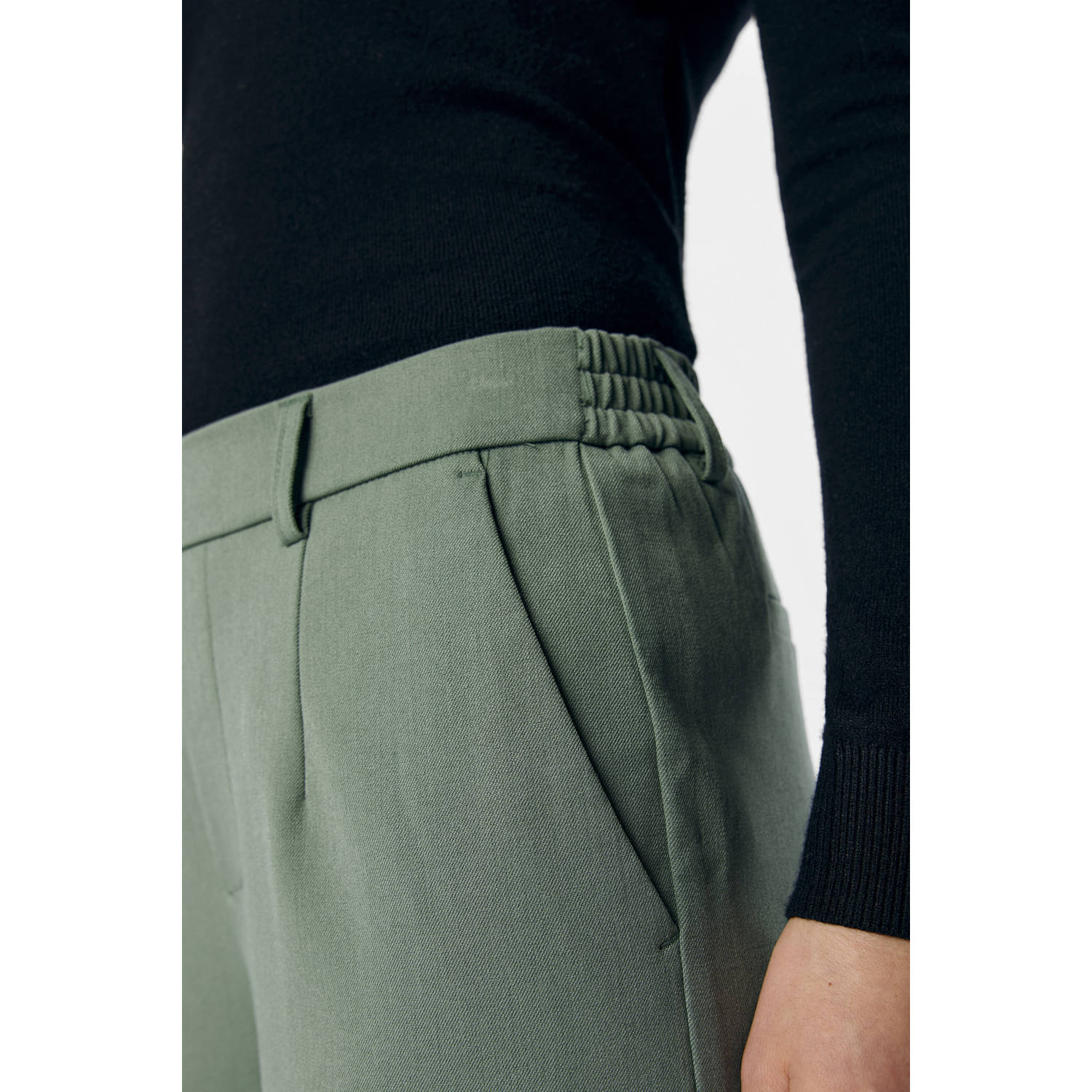 OBJECT wide leg regular waist pantalon lichtgroen