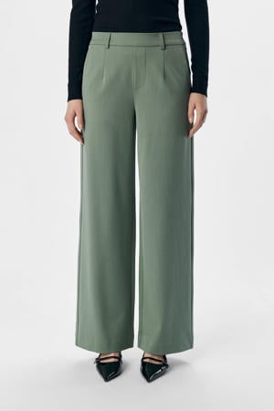 OBJLISA wide leg regular waist pantalon lichtgroen