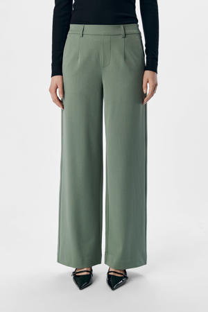 OBJLISA wide leg regular waist pantalon lichtgroen