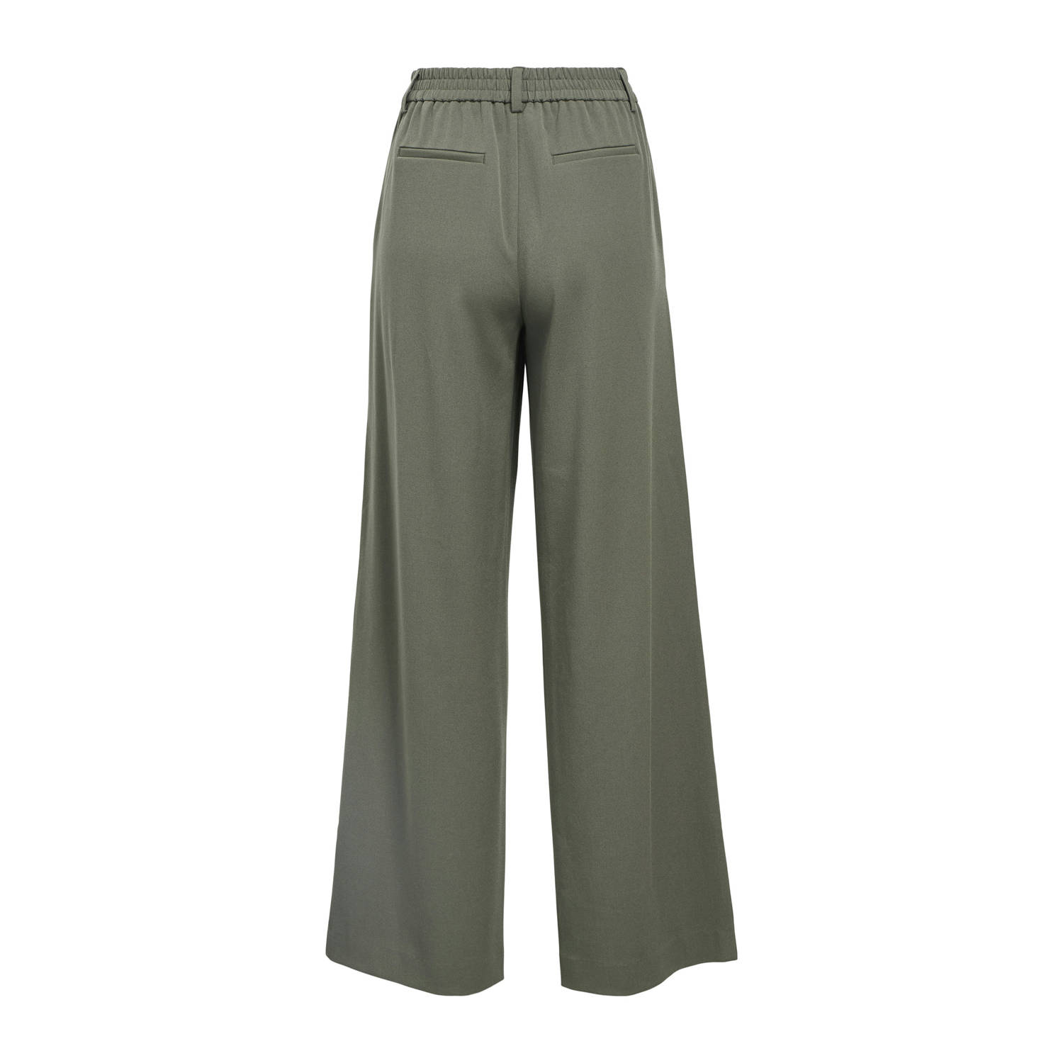 OBJECT wide leg regular waist pantalon donkergroen