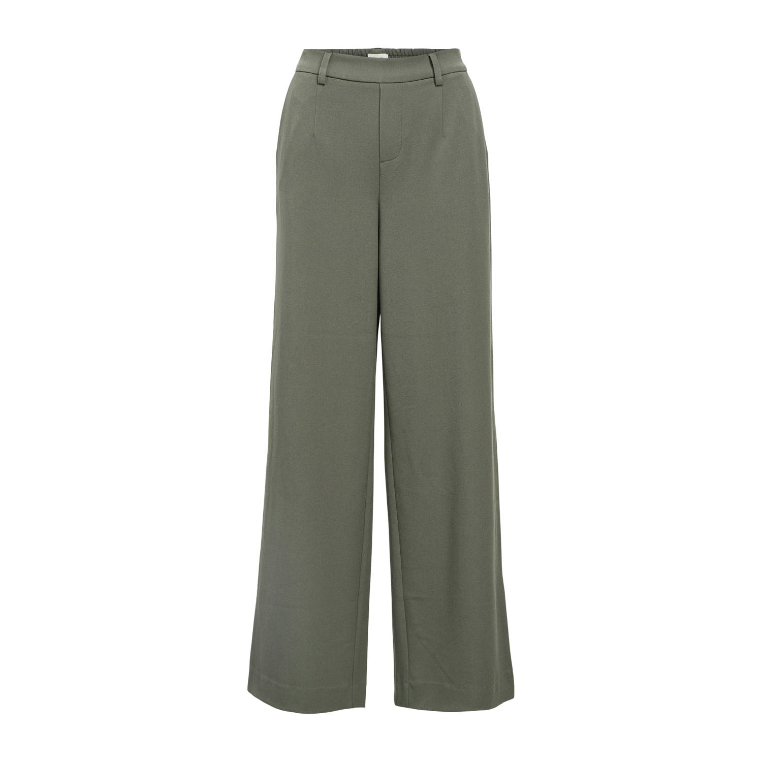 OBJECT wide leg regular waist pantalon donkergroen