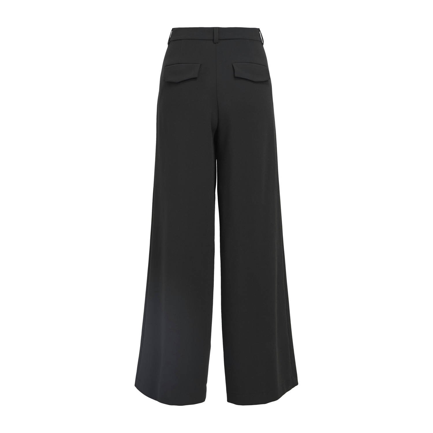 OBJECT wide leg regular waist pantalon zwart