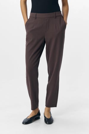 slim fit pantalon OBJLISA donkerbruin