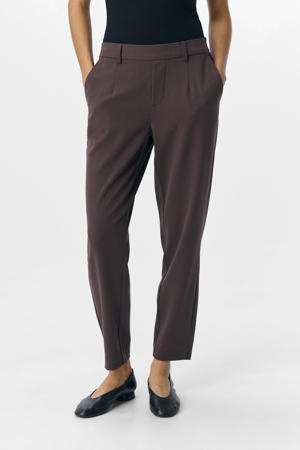 slim fit pantalon OBJLISA donkerbruin