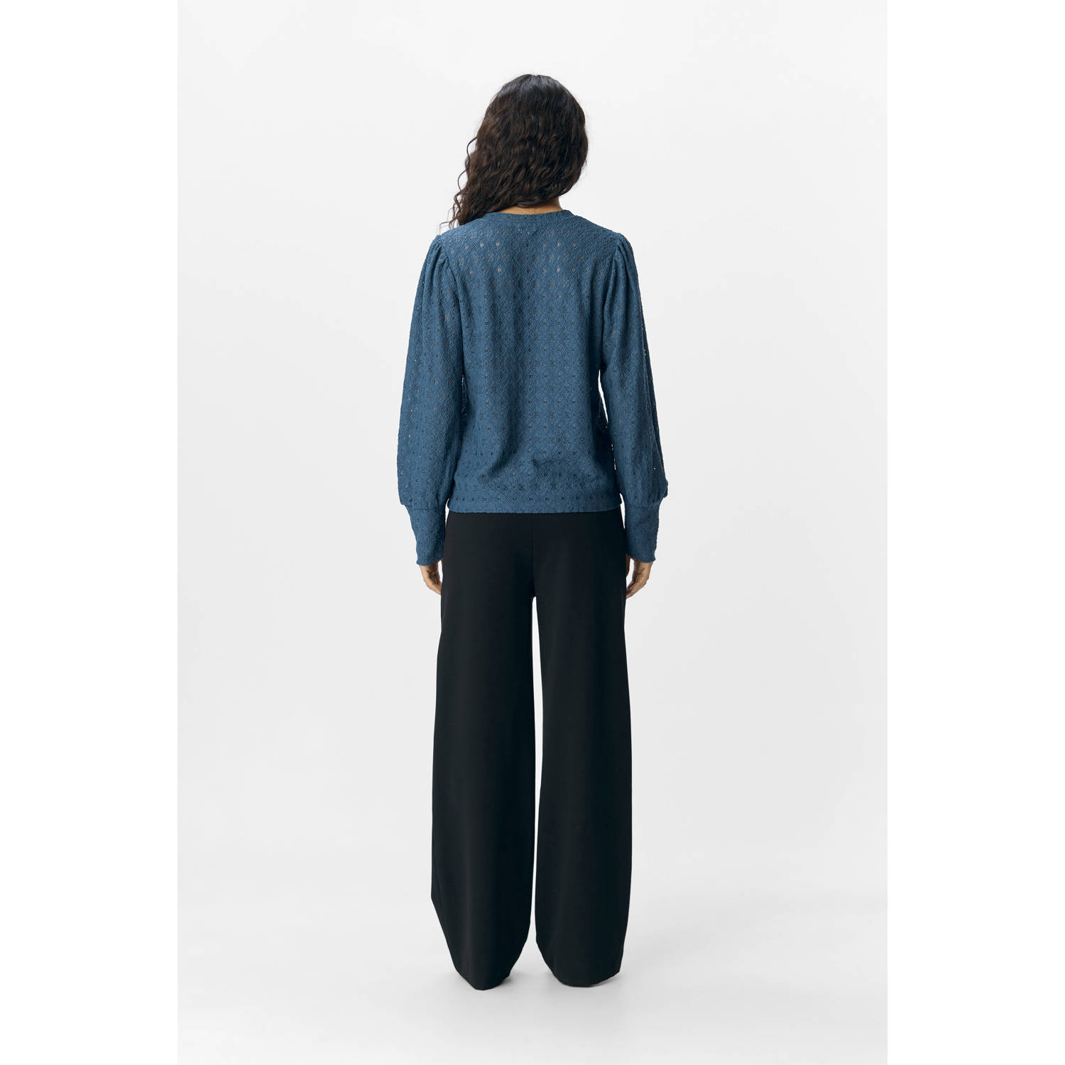 OBJECT top blauw broderie