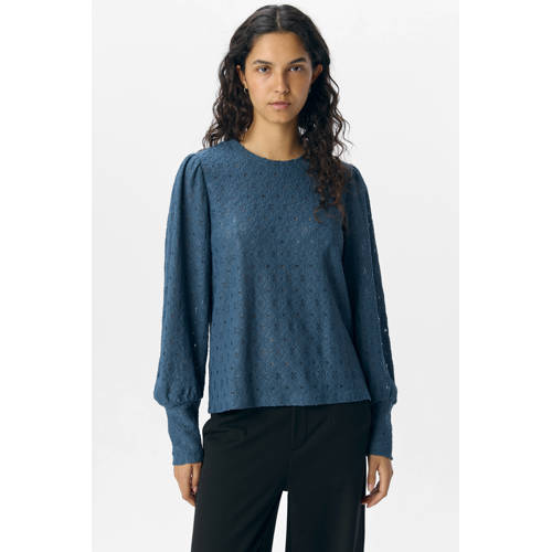 OBJECT top blauw broderie afbeelding