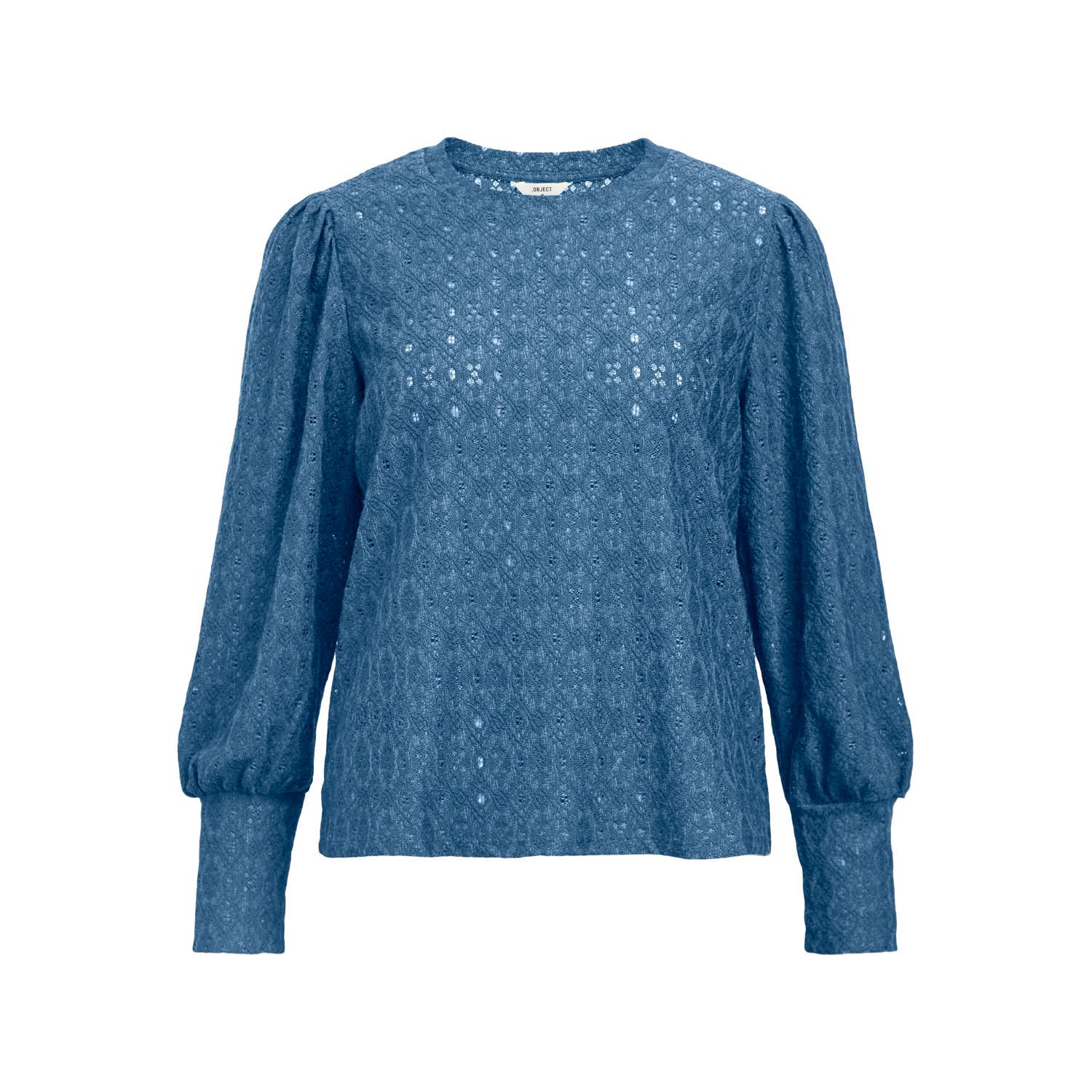 OBJECT top blauw broderie