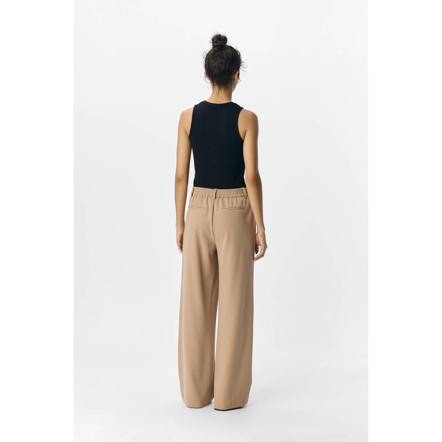 OBJECT wide leg regular waist pantalon beige
