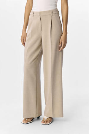 wide leg regular waist pantalon beige