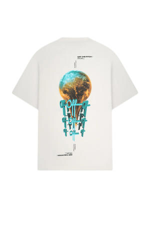 loose T-shirt met backprint ecru