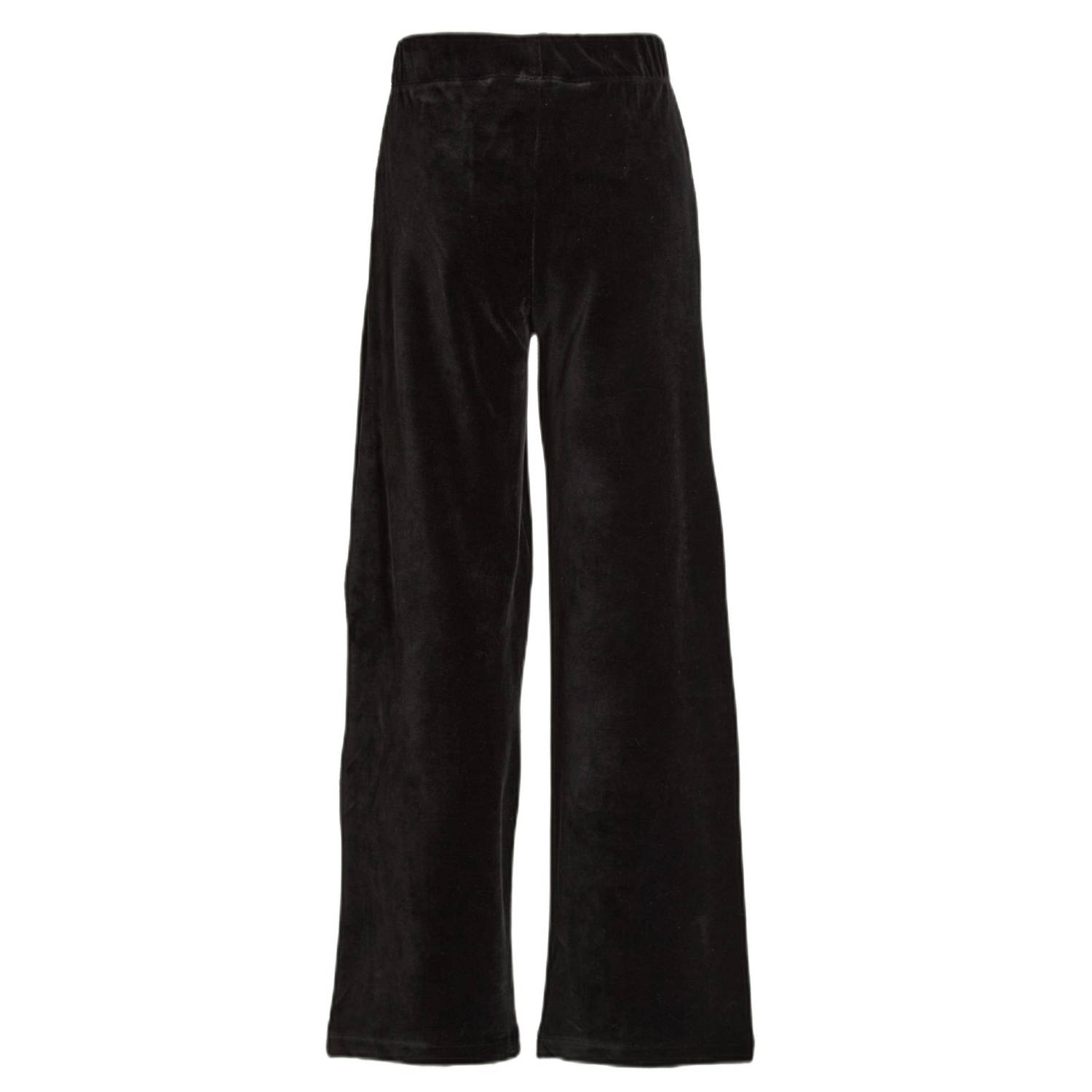 anytime fluwelen wide leg broek zwart