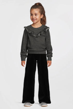 fluwelen wide leg broek zwart