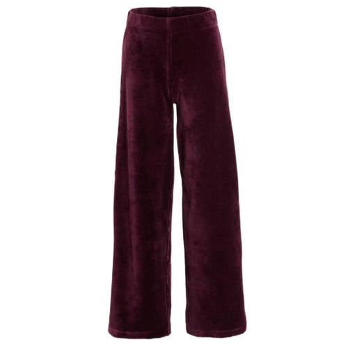 anytime fluwelen wide leg broek bordeauxrood afbeelding