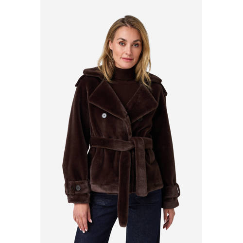 IBANA faux fur jas donkerbruin afbeelding