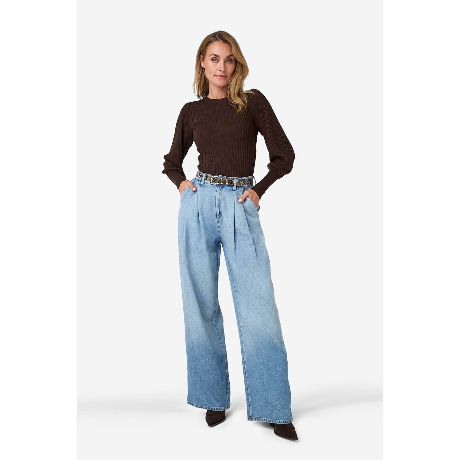 IBANA pullover trui donkerbruin met lurex