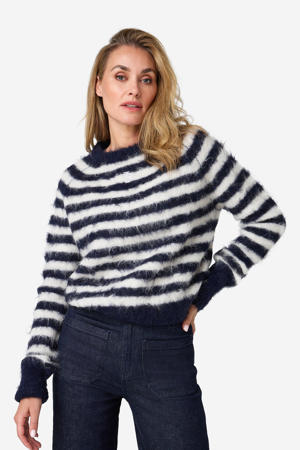 gebreide trui met wol donkerblauw