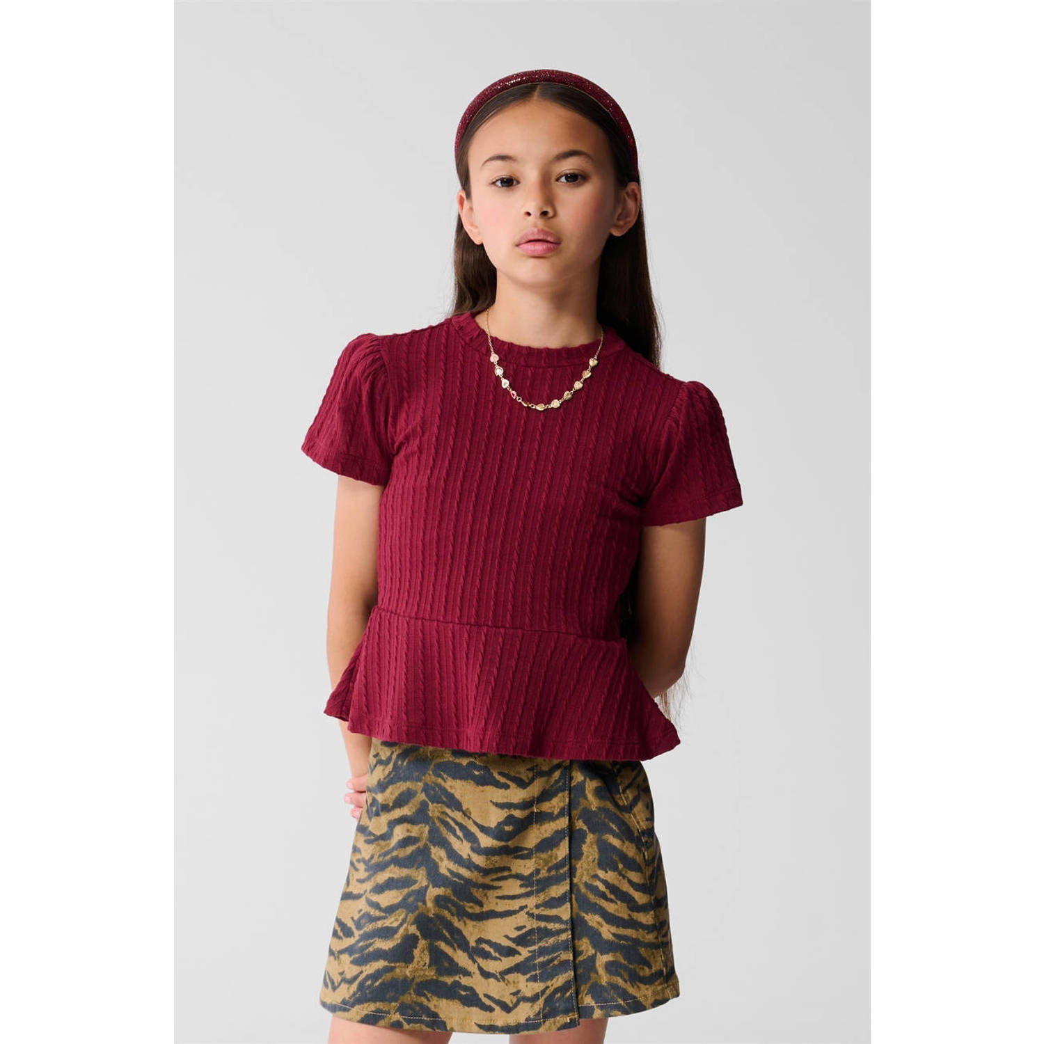 Shoeby top donkerrood met kabels