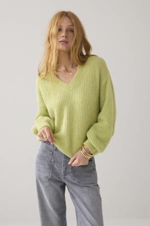 pullover met wol limegroen