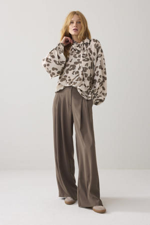 wide leg regular waist broek donkergroen