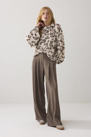wide leg regular waist broek donkergroen