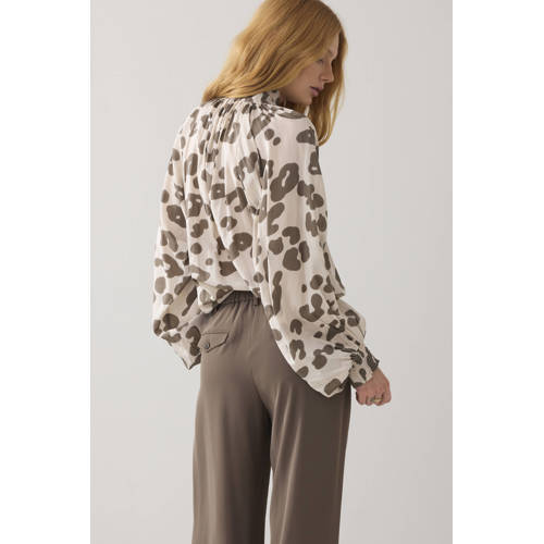 Summum wide leg regular waist broek donkergroen afbeelding
