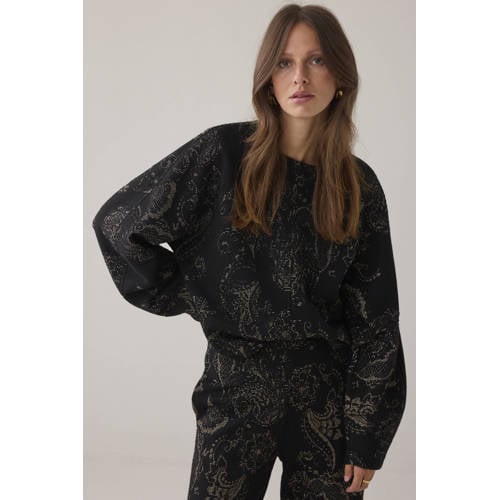 Summum sweater met paisley print zwart met glitter afbeelding