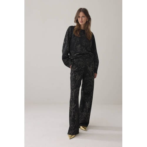 Summum sweater met paisley print zwart met glitter afbeelding