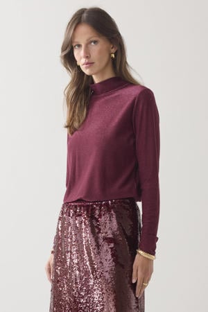 top donkerrood met glitter