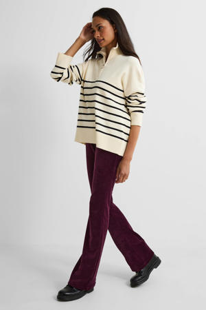 fluwelen flared broek donkerpaars