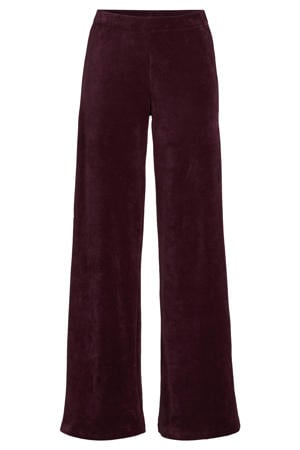 fluwelen wide leg broek bordeauxrood