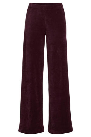 fluwelen wide leg broek bordeauxrood