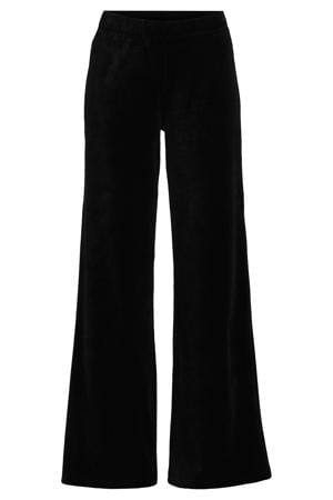 fluwelen wide leg broek zwart