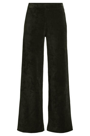 fluwelen wide leg broek donkergroen